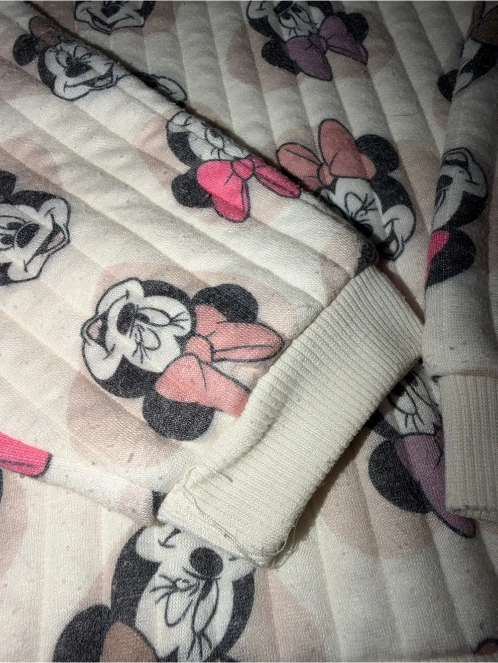 Girls' Cream Minnie Mouse Print Pullover Sweatshirt and sweatpants